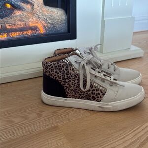 Leopard Print High-Top Sneakers